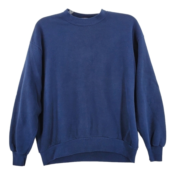 Vtg Y2K Jerzees Russell Sweatshirt Men XL Blank Navy Cotton Nublend Active USA - Picture 1 of 10